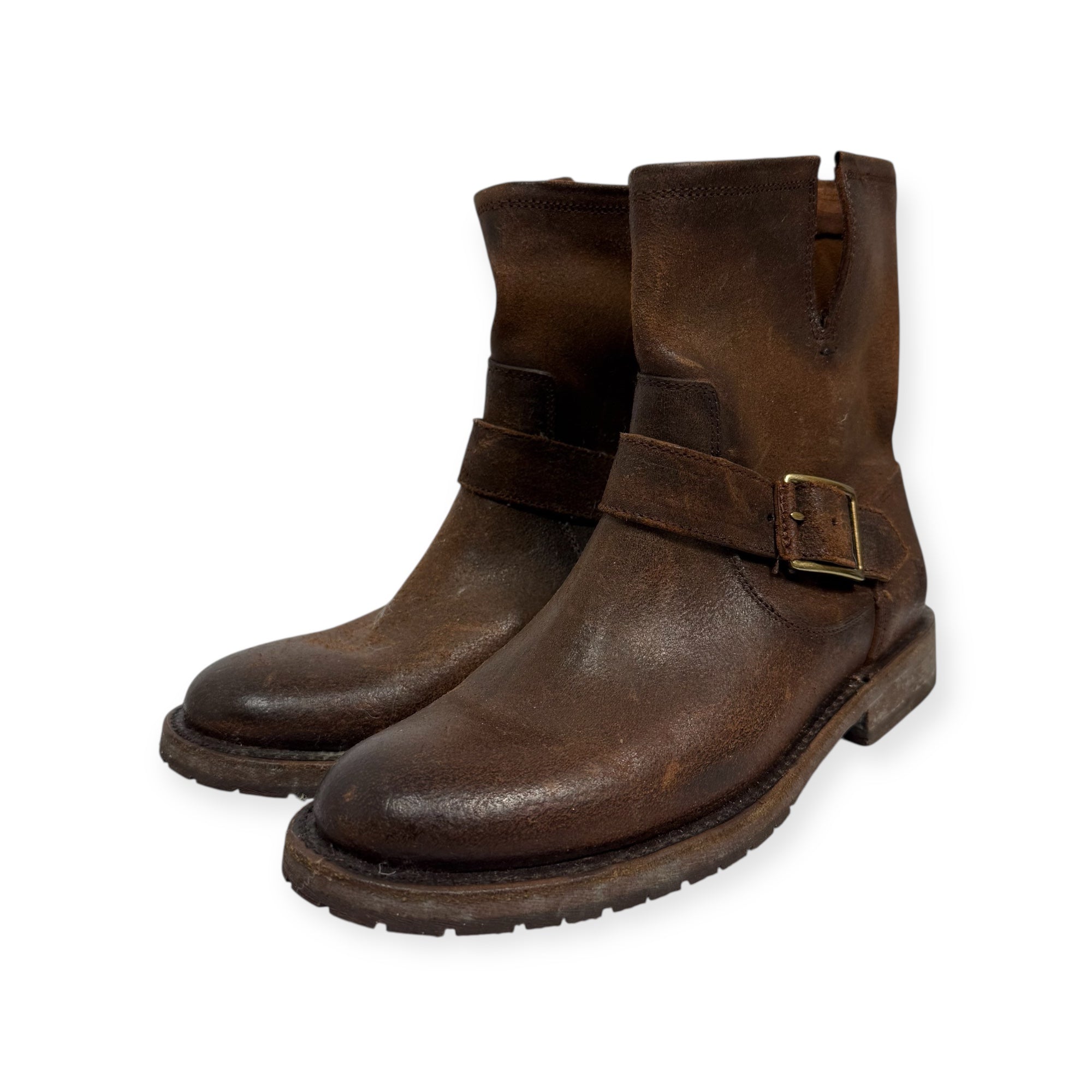 frye dark brown leather engineer boots
