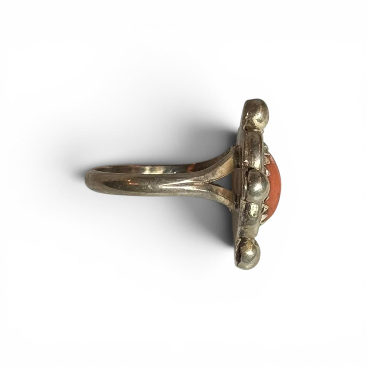 vintage southwestern 925 sterling silver natural red coral ring