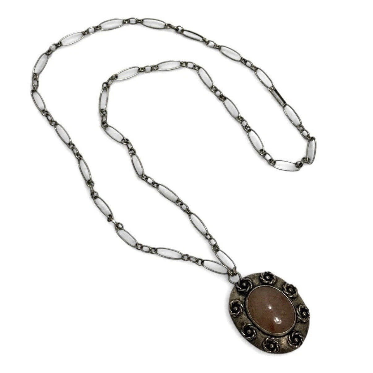 vintage orno poland sterling silver brutalist necklace