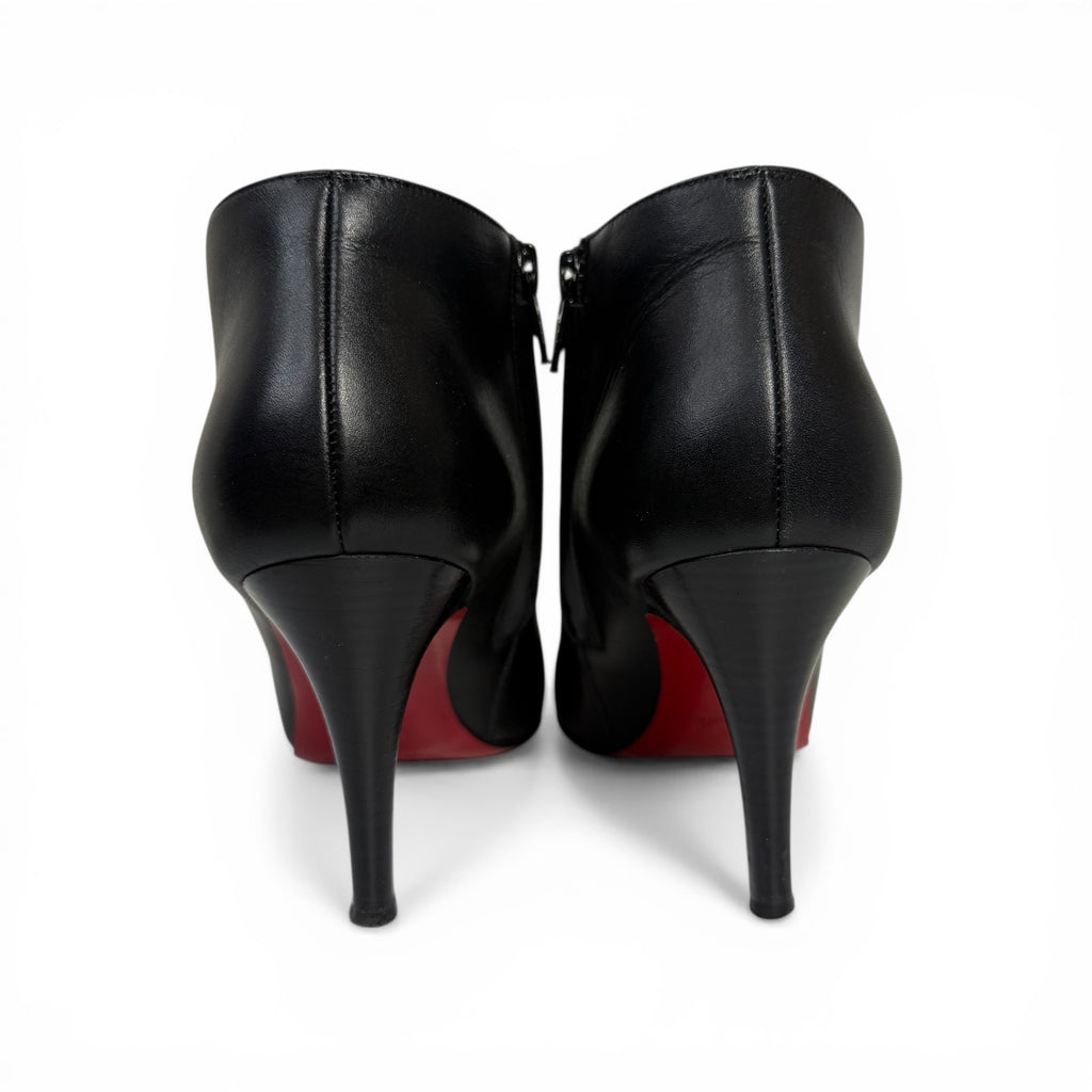 christian louboutin belle 85mm black calf leather booties with box