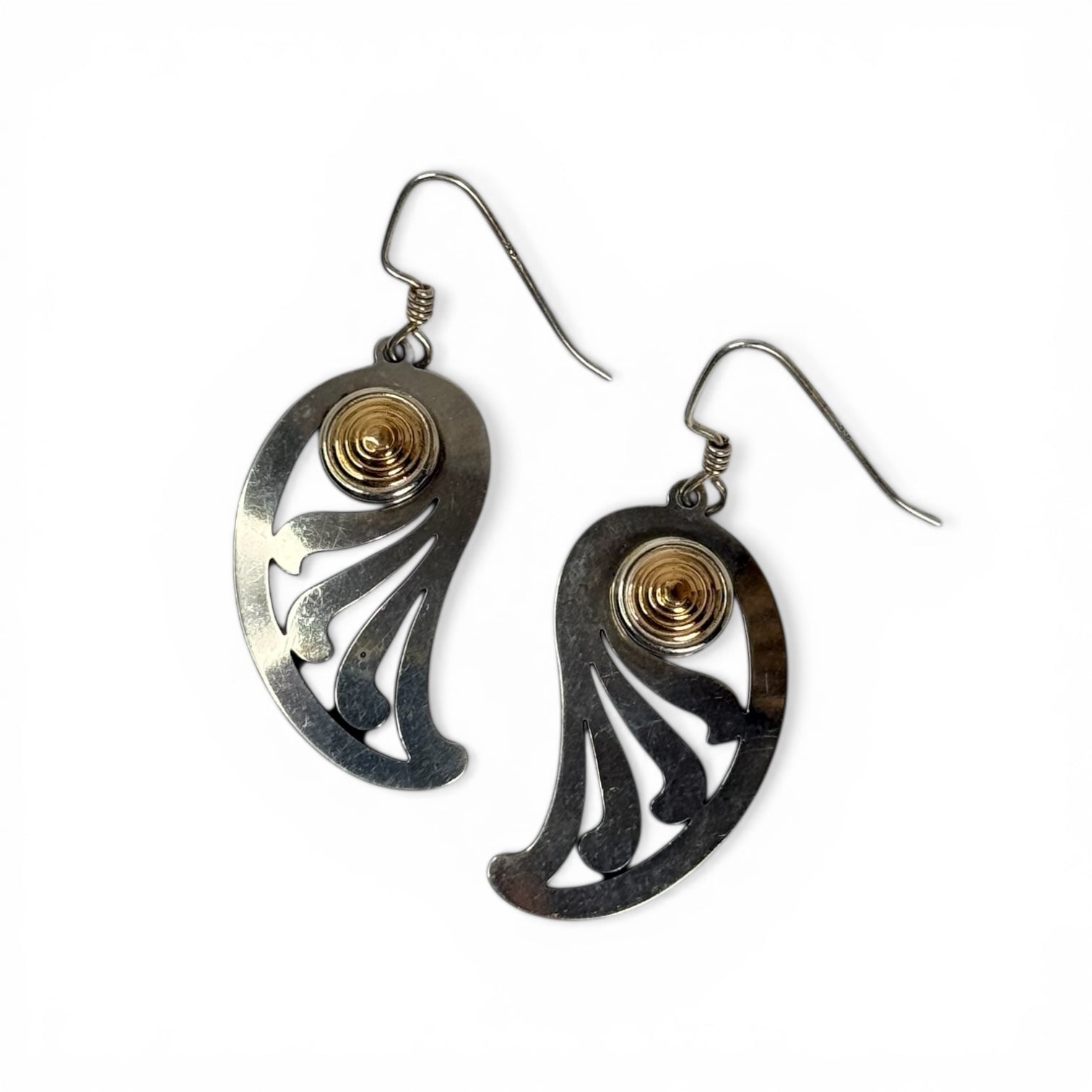 vintage steven stamas two-tone paisley earrings