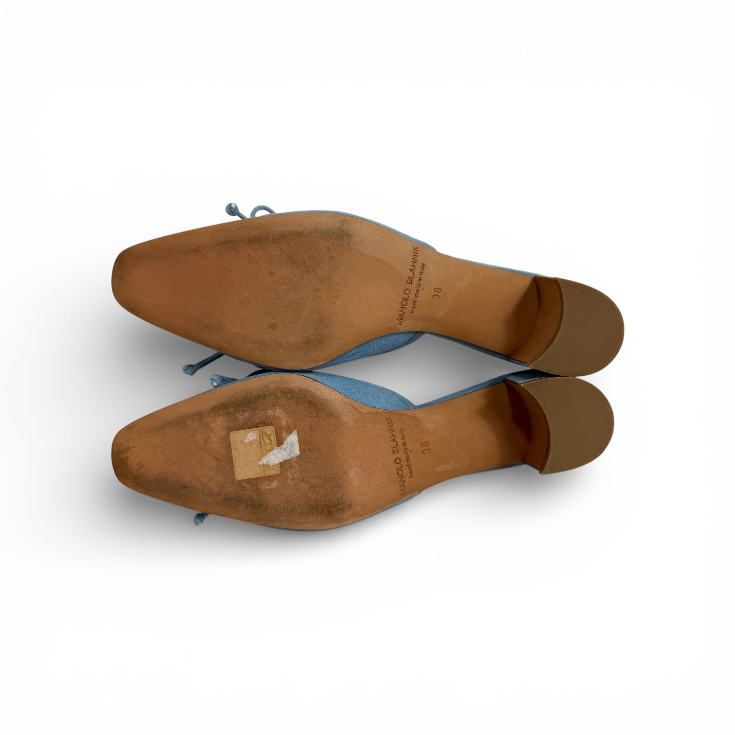 manolo blahnik baby blue ballerimu mules