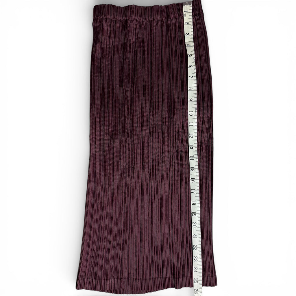 vintage issey miyake mainline sculptural accordion pleated top & skirt set in wine