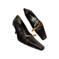 vintage prada black & brown leather bow heels