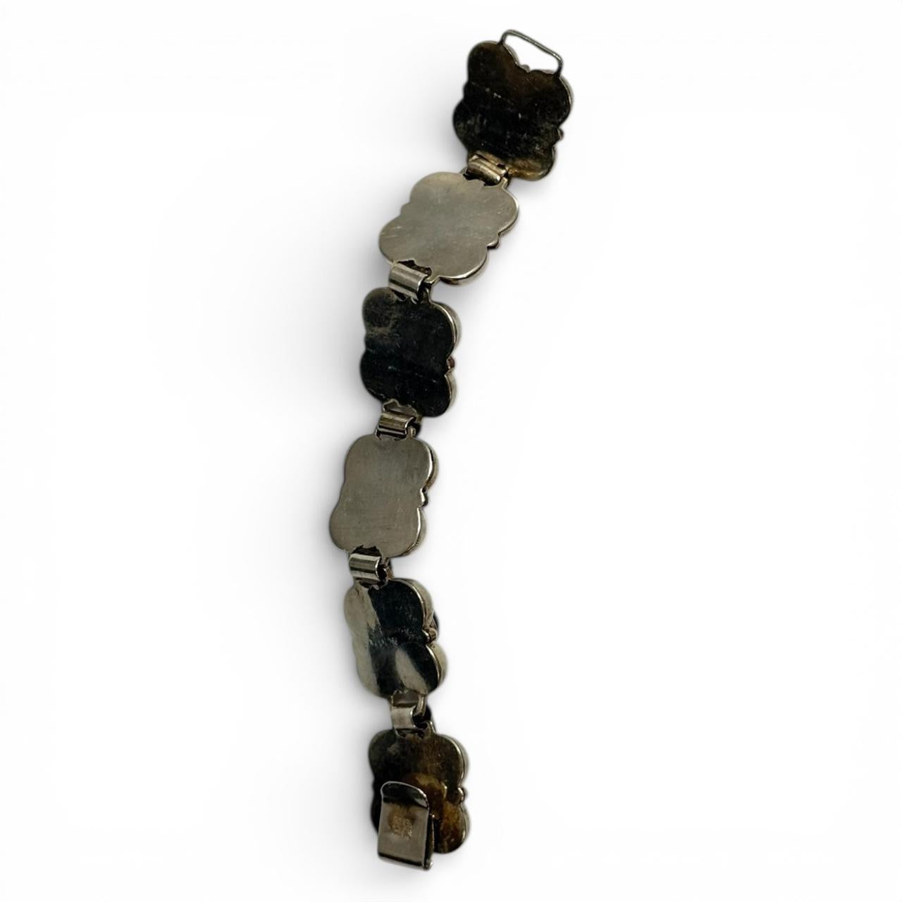 vintage mexican sterling silver & amethyst cabochon chunky bracelet