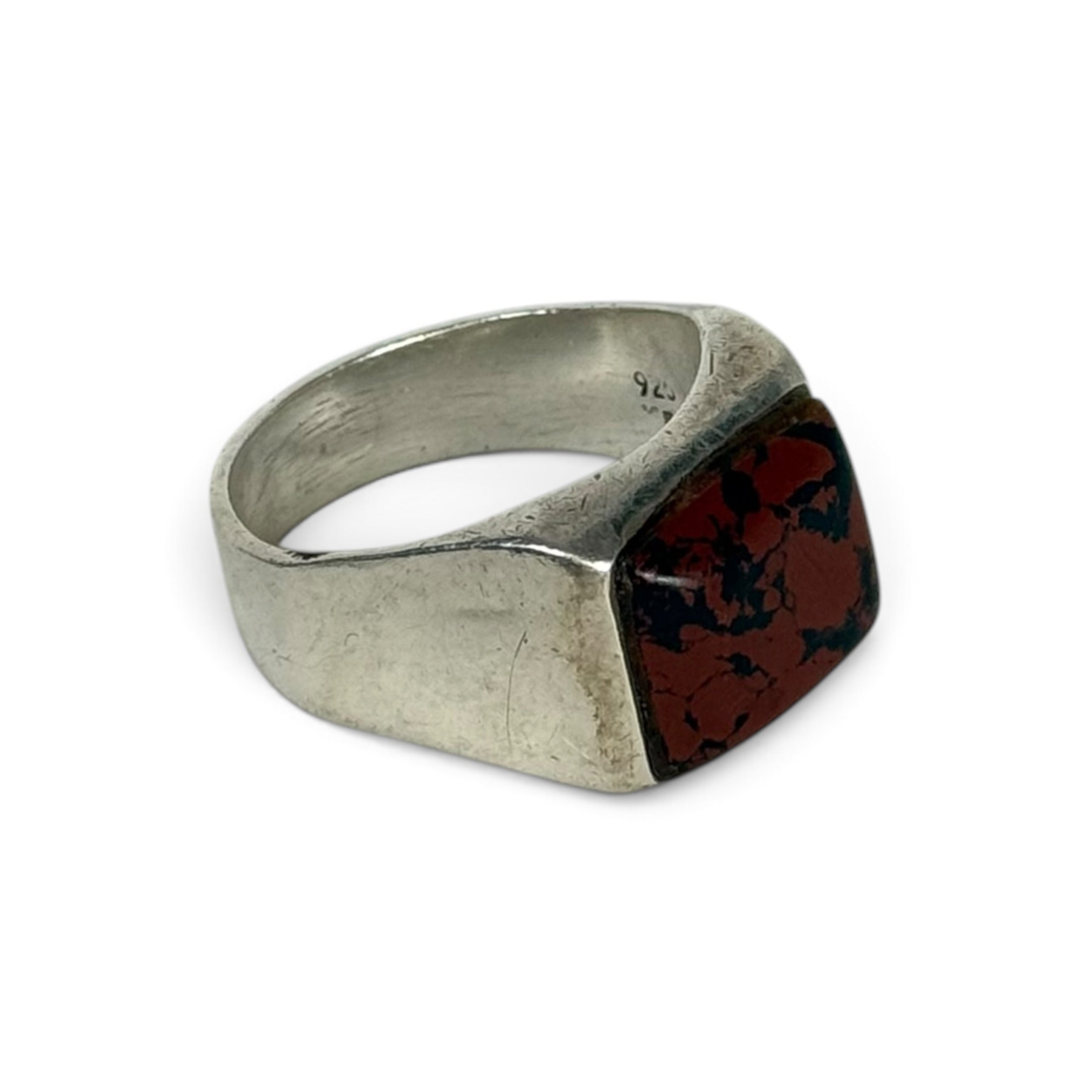 vintage mexican 925 sterling silver mahogany obsidian signet ring