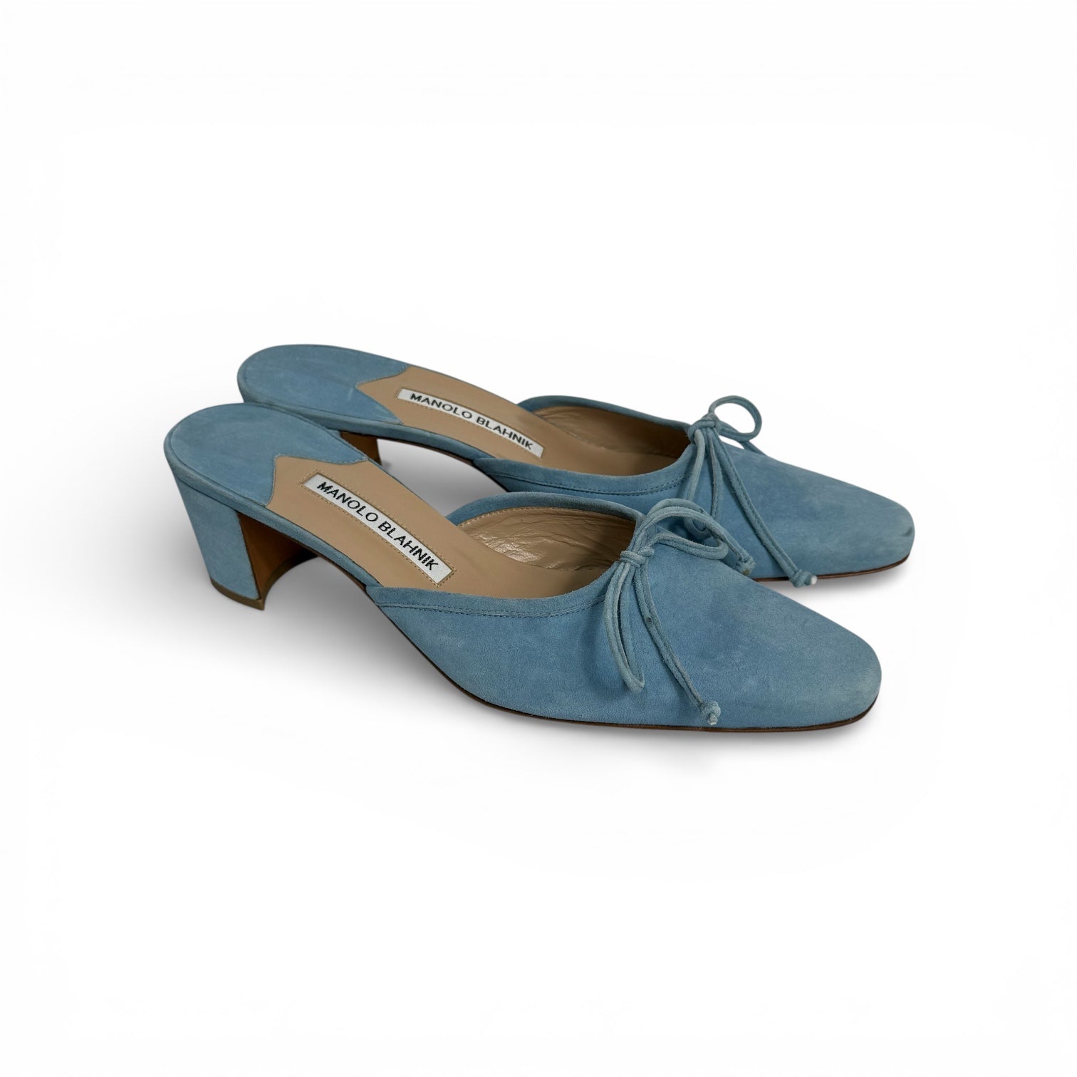 manolo blahnik baby blue ballerimu mules