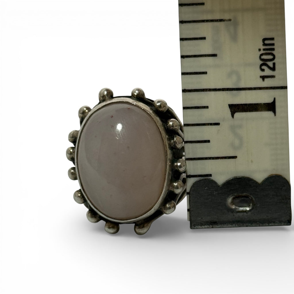 vintage 60s/70s orno poland mcm modernist pink agate silver ring