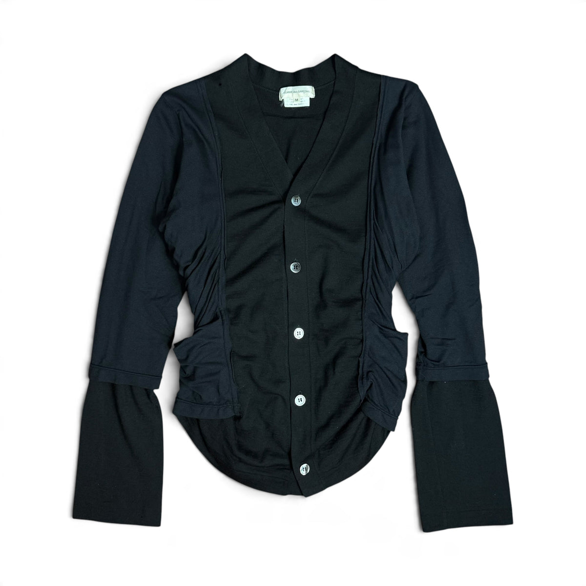 comme des garcons AD2007 black wool ruched layered cardigan knit sweater GT-T019