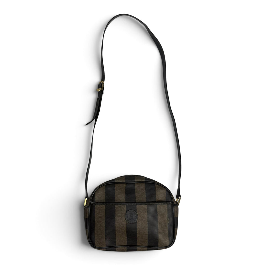 vintage 80s fendi pequin stripe crossbody camera bag