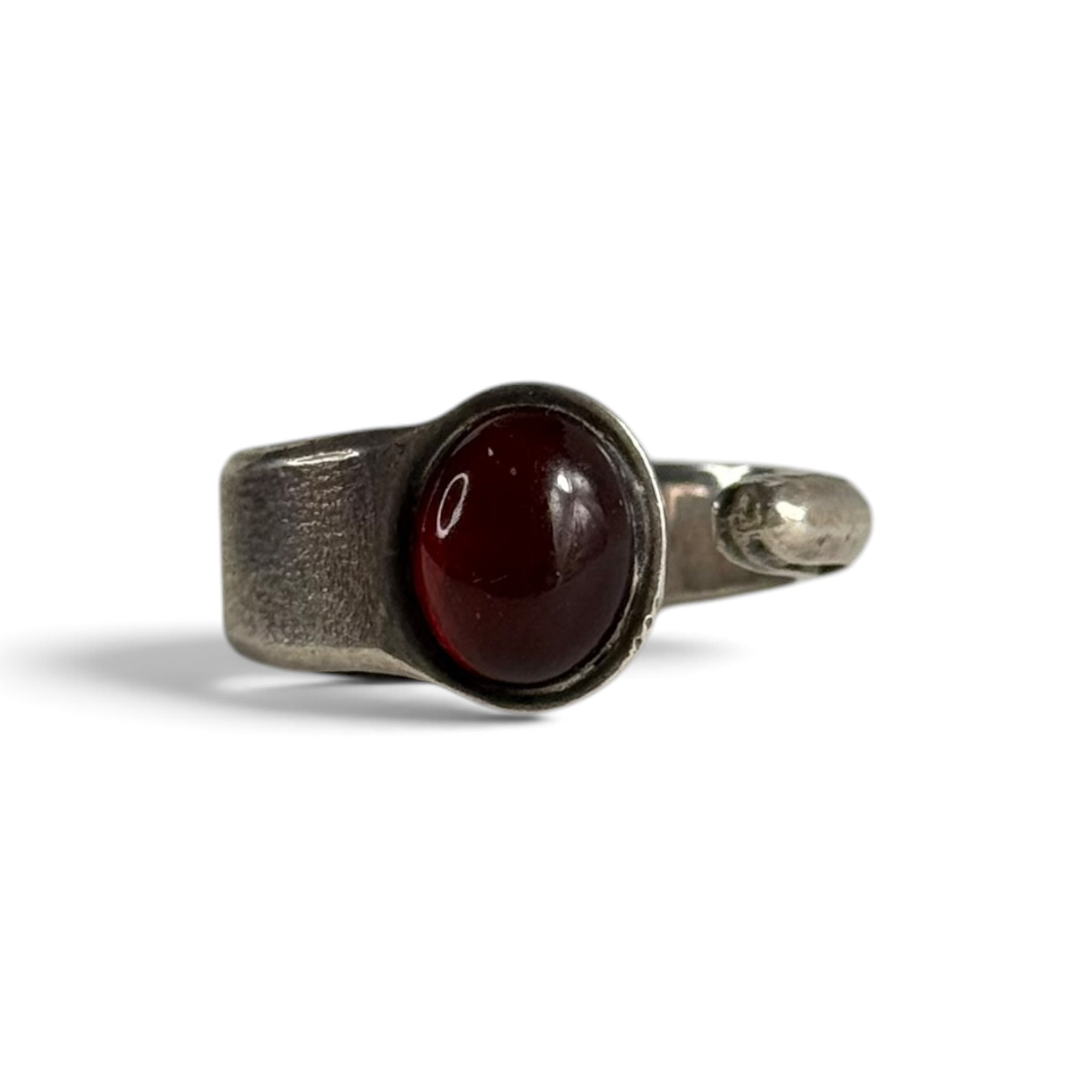 vintage polish przasnyski sterling silver deep red garnet modernist ring