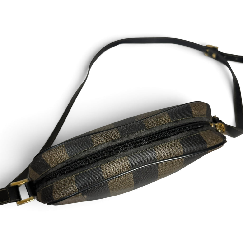 vintage 80s fendi pequin stripe crossbody camera bag