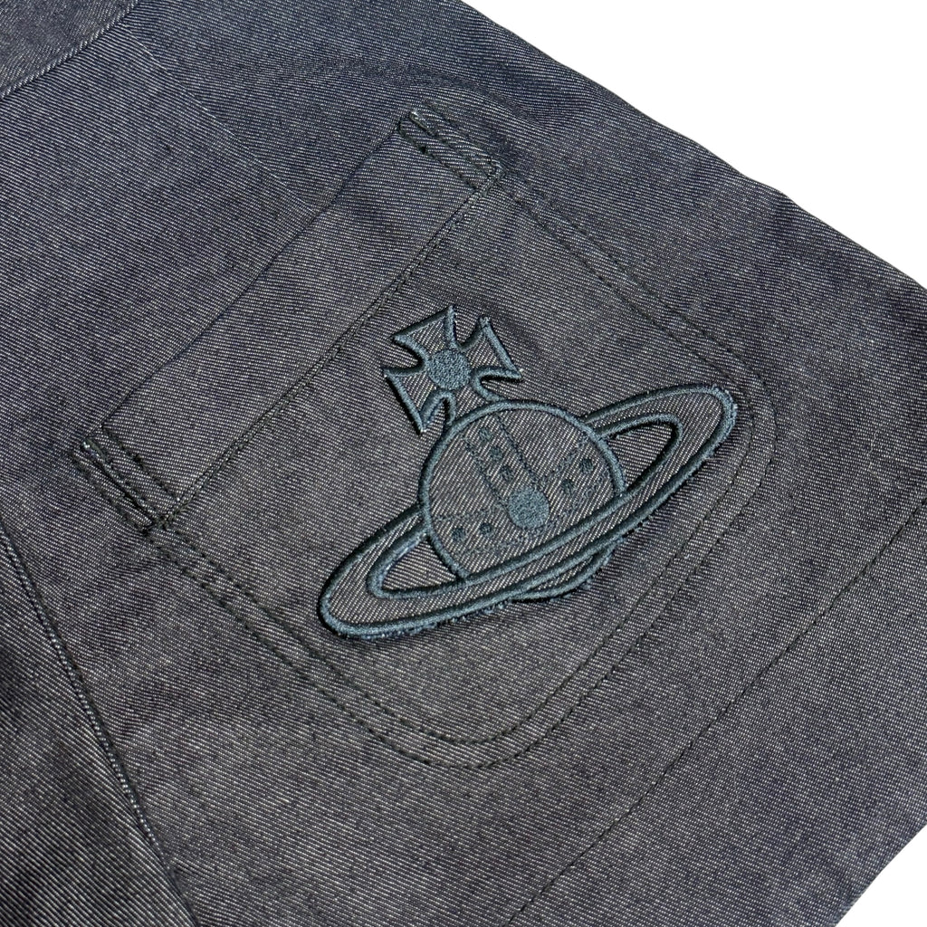 vivienne westwood red label dark wash orb logo denim skort