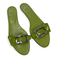 roger vivier green patent leather silver buckle slide sandals