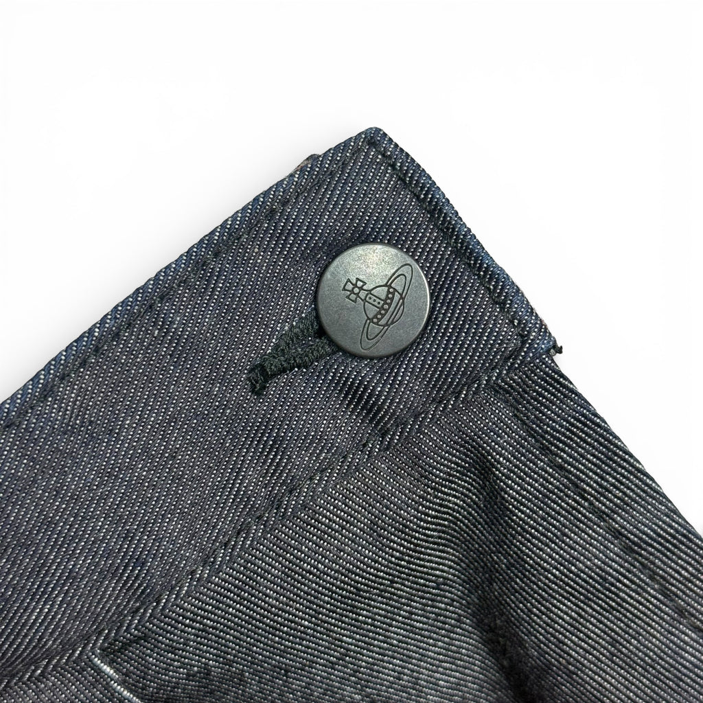 vivienne westwood red label dark wash orb logo denim skort