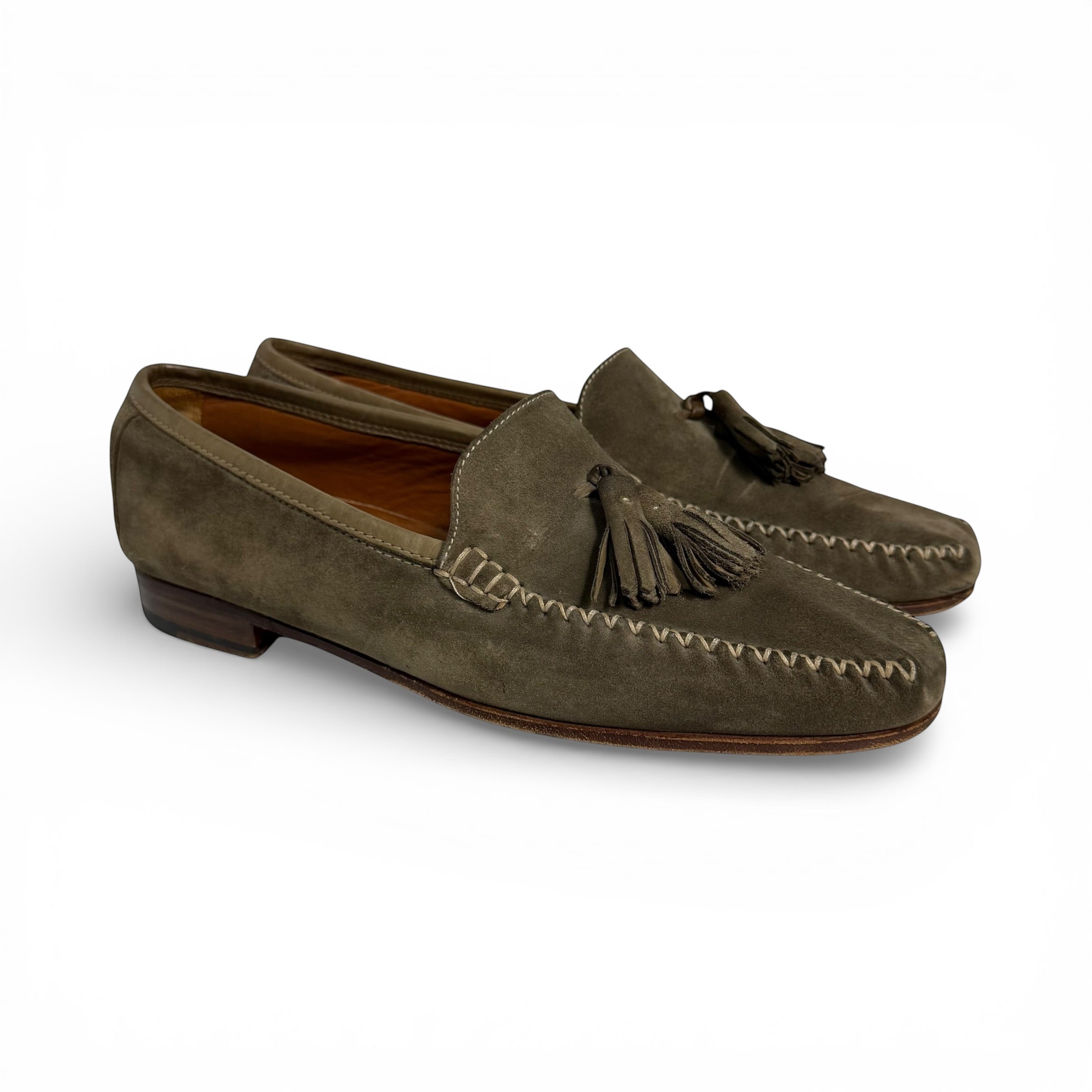 vintage salvatore ferragamo suede moc tassel loafers