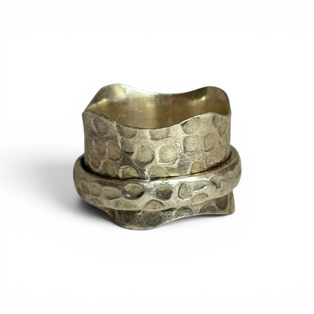 vintage 925 sterling silver hammered spinner ring