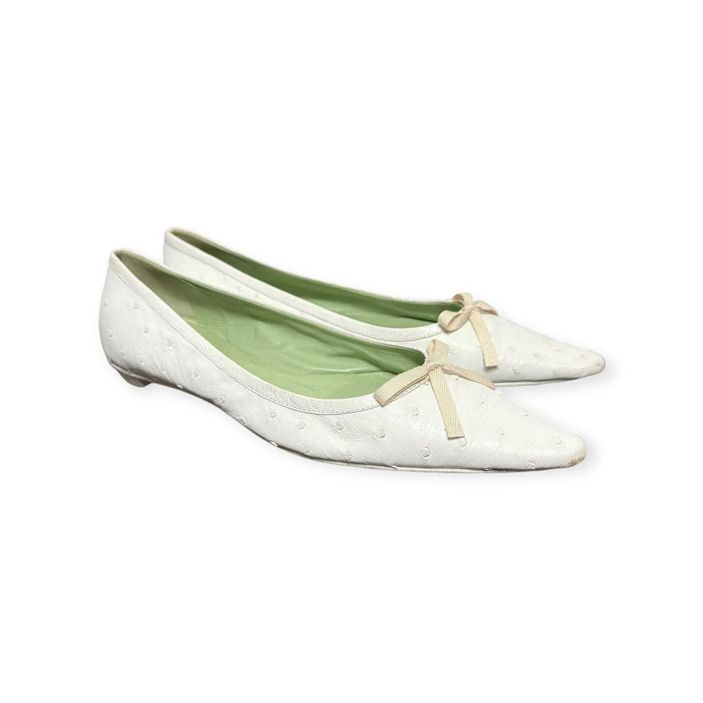 2000s prada ostrich leather pointed toe flats