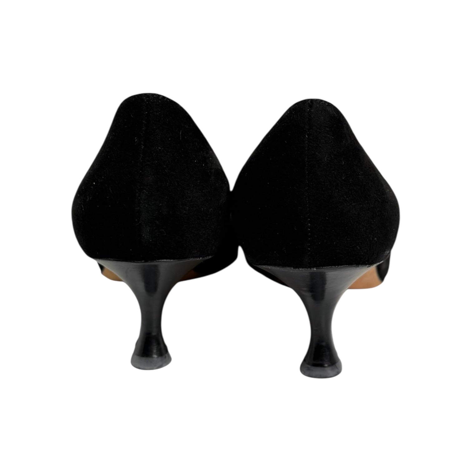 manolo blahnik black suede cut-out heels