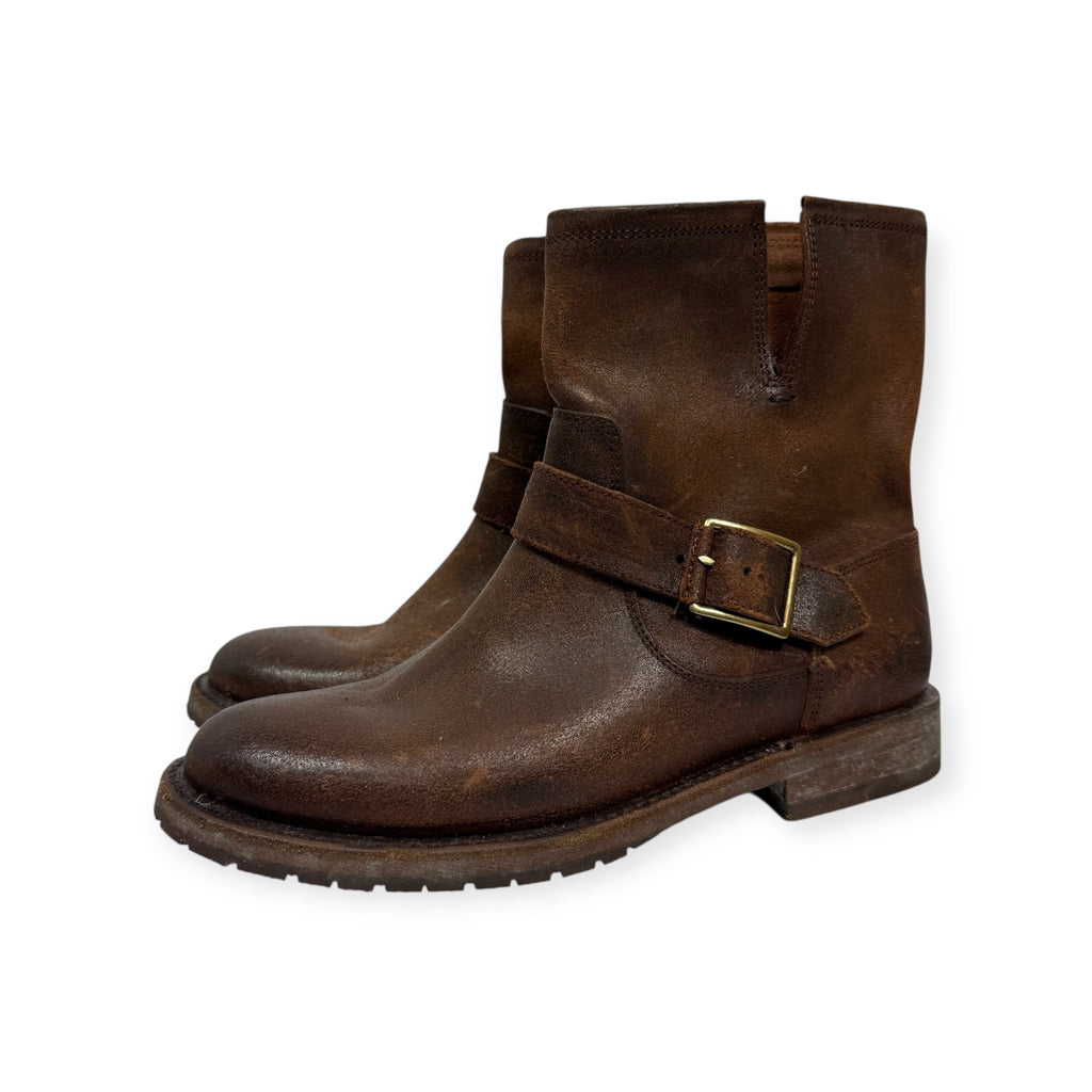 frye dark brown leather engineer boots