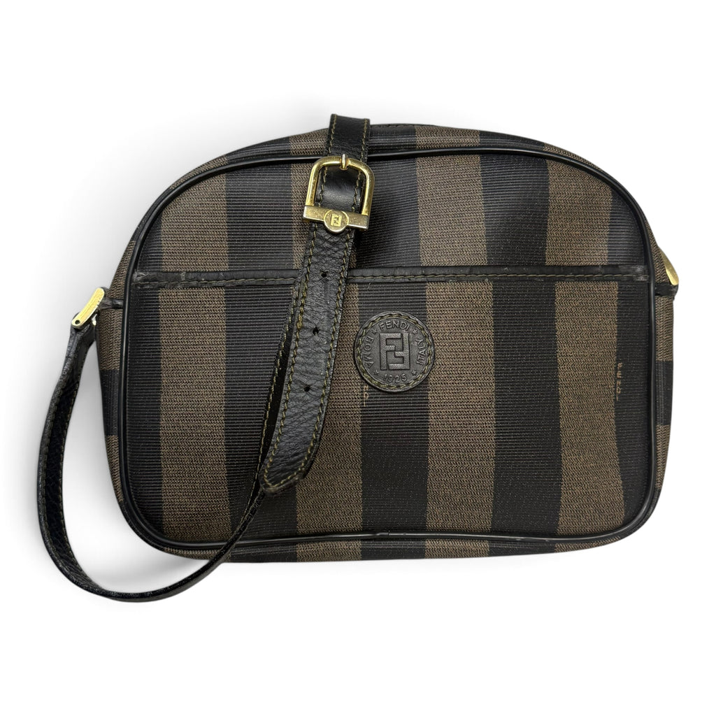 vintage 80s fendi pequin stripe crossbody camera bag