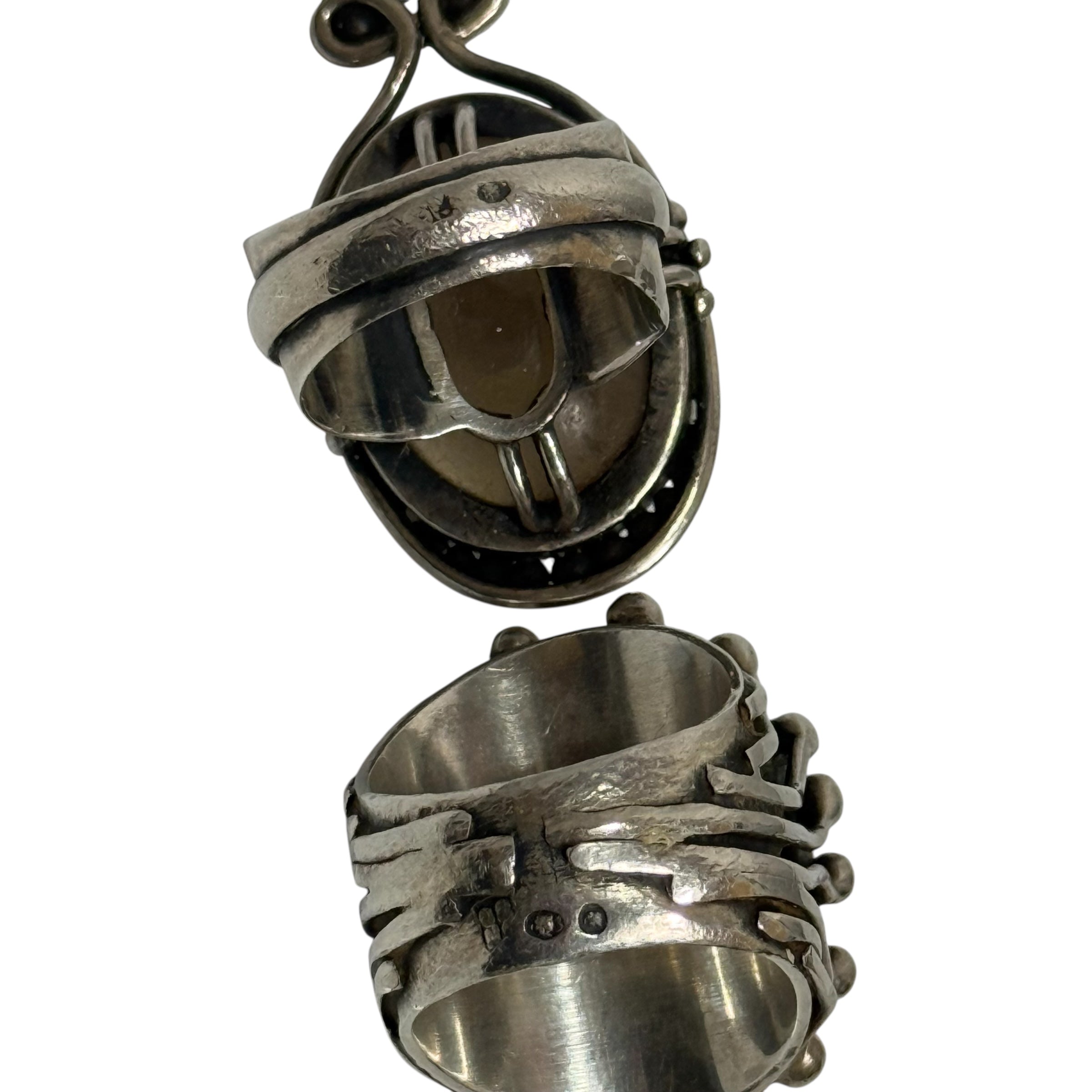 vintage 60s/70s orno poland mcm modernist smoky quartz silver ring