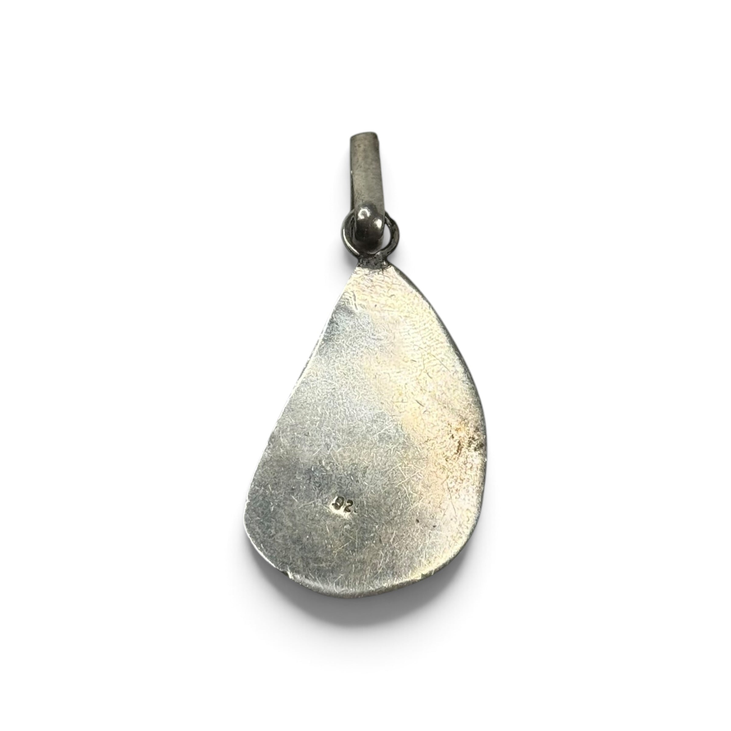 natural larimar sterling silver teardrop pendant