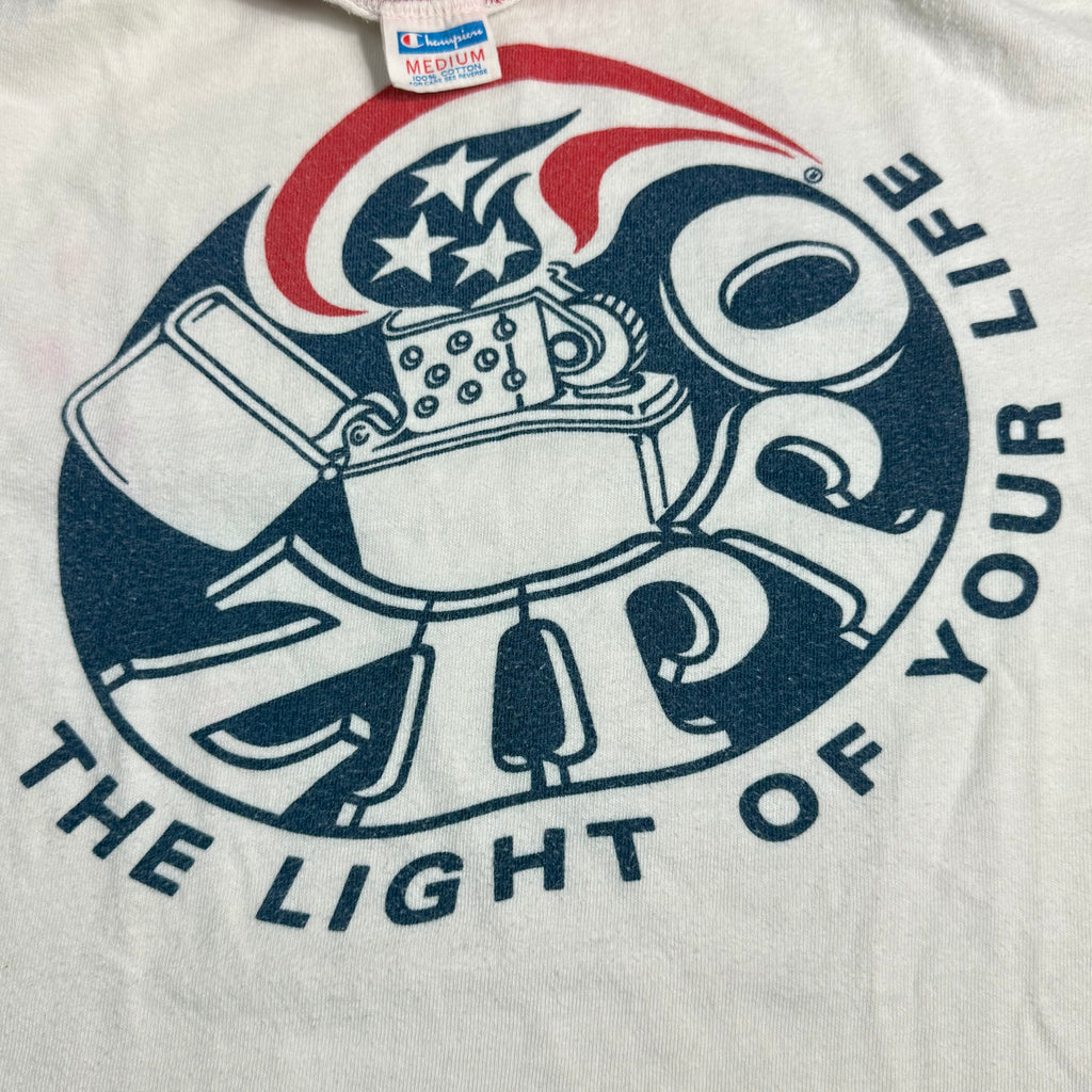 vintage 70s champion blue bar zippo lighter ringer tee
