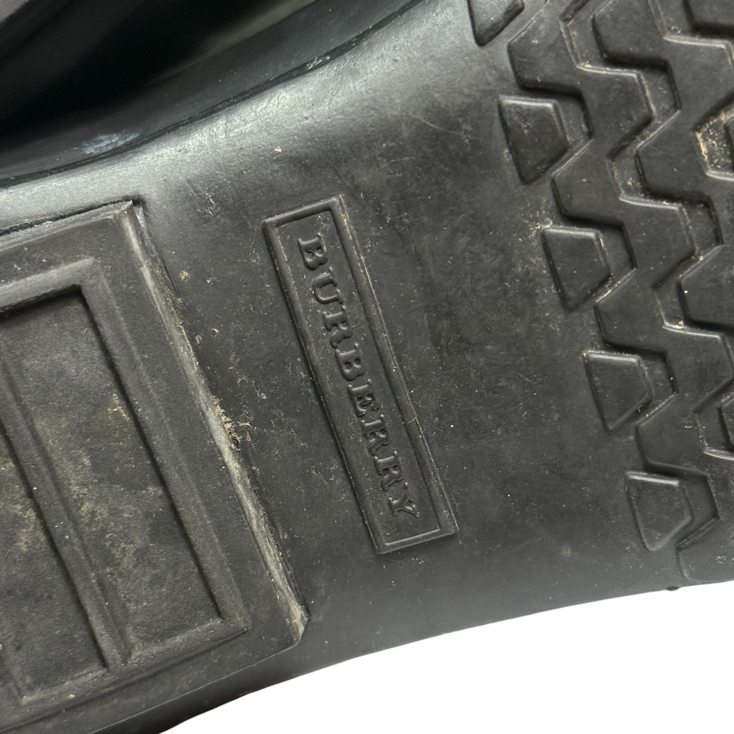 burberry black & gray clemence rain boots