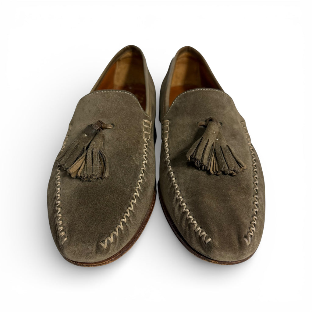 vintage salvatore ferragamo suede moc tassel loafers