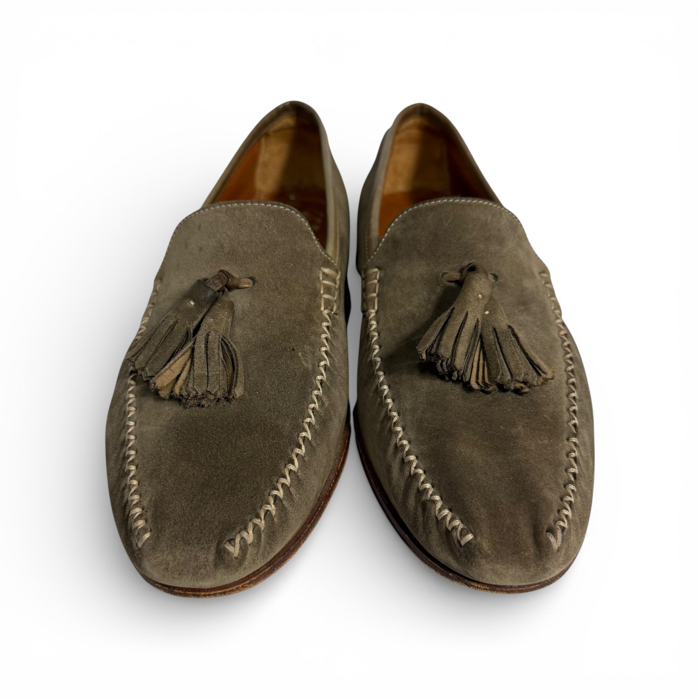 vintage salvatore ferragamo suede moc tassel loafers