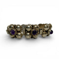 vintage mexican sterling silver & amethyst cabochon chunky bracelet