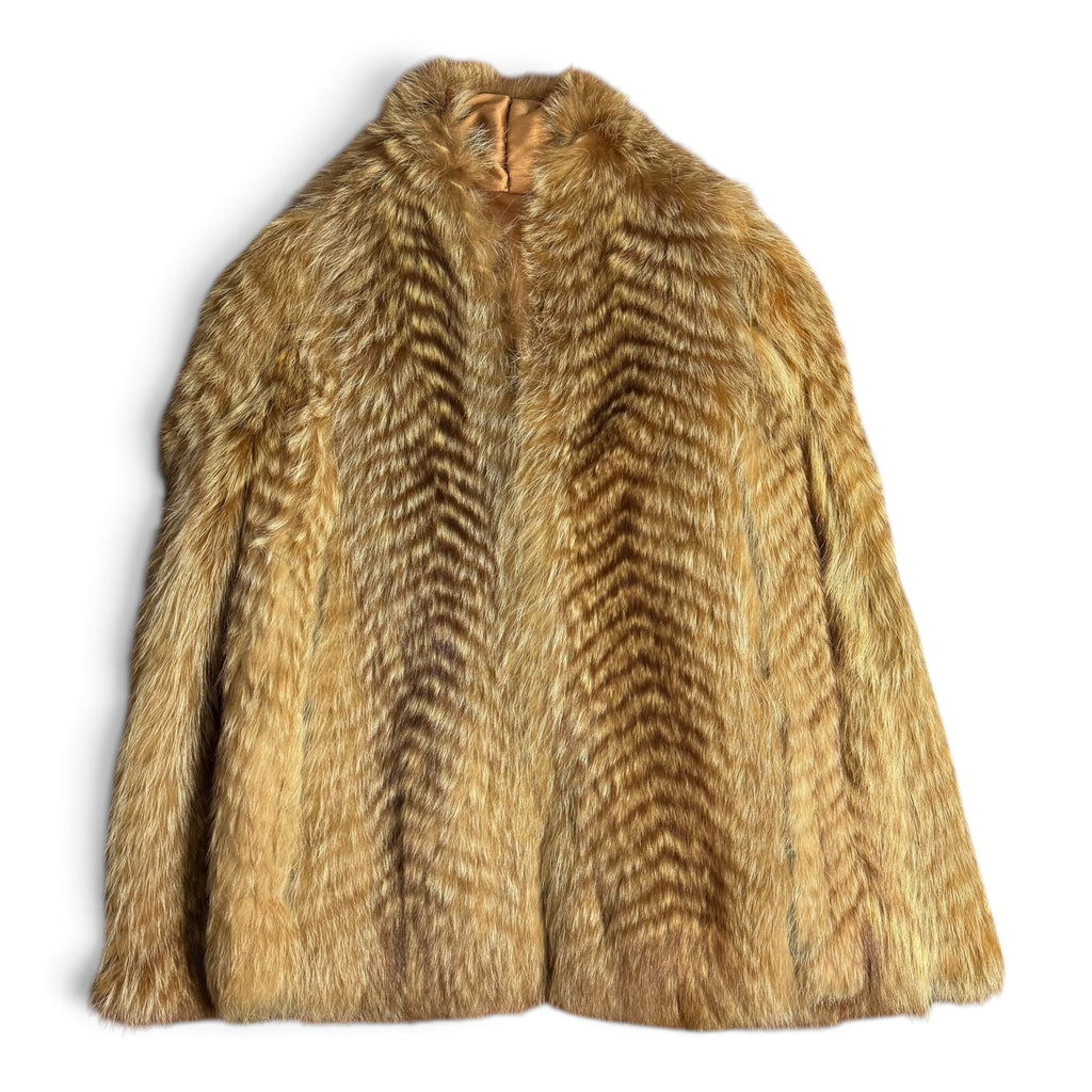 vintage real red fox fur chevron short coat