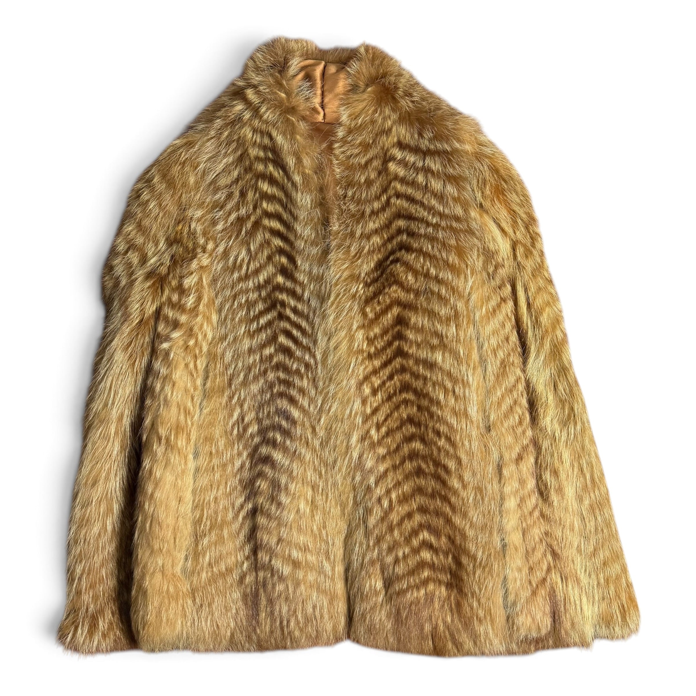 vintage real red fox fur chevron short coat