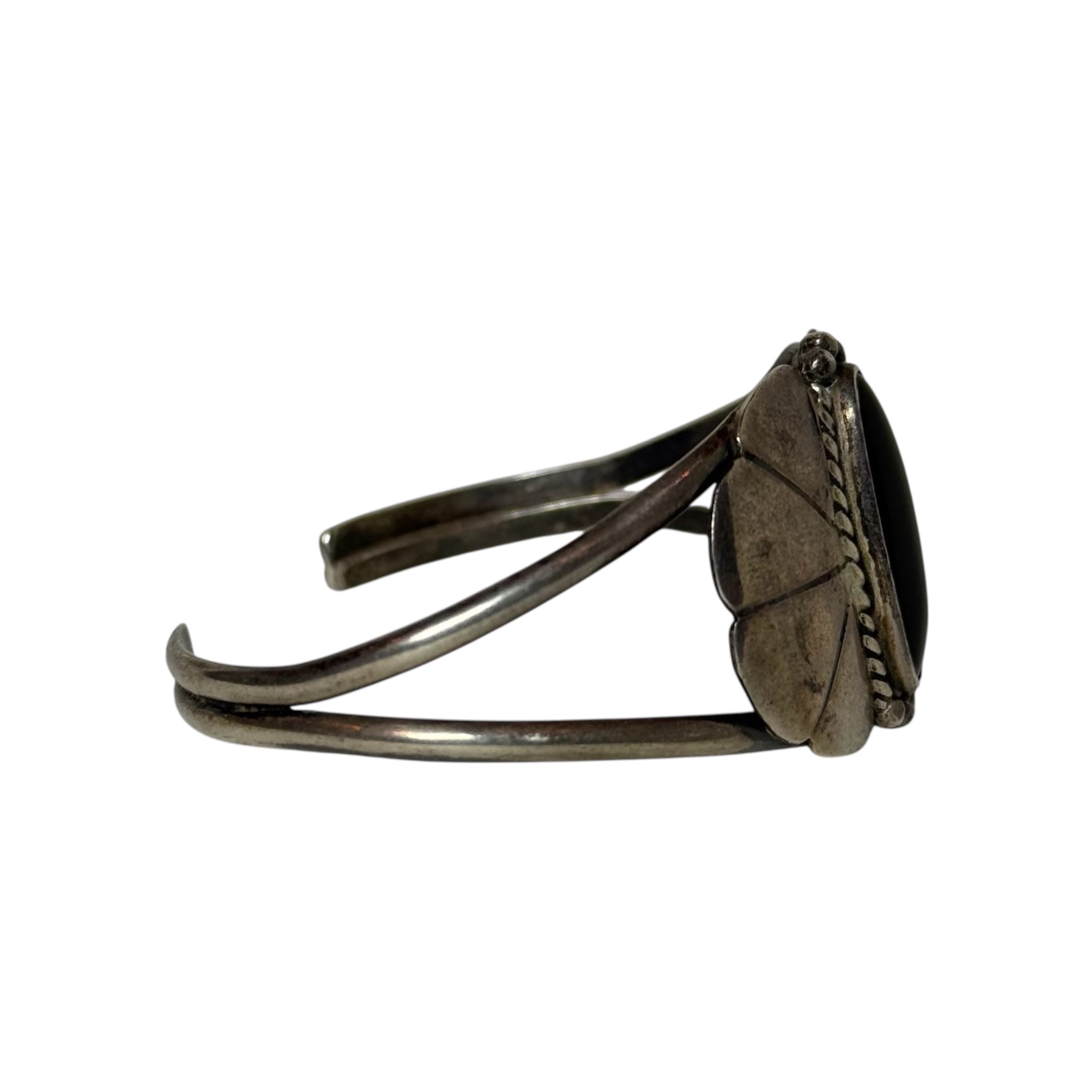 vintage b. rubin native black onyx sterling silver cuff bracelet