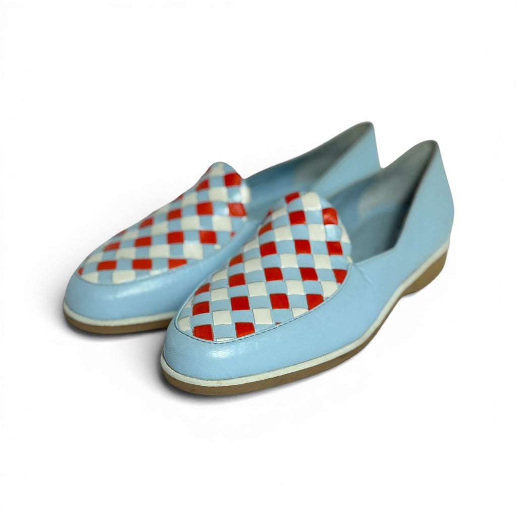 vintage bottega veneta tri-color harlequin leather loafers