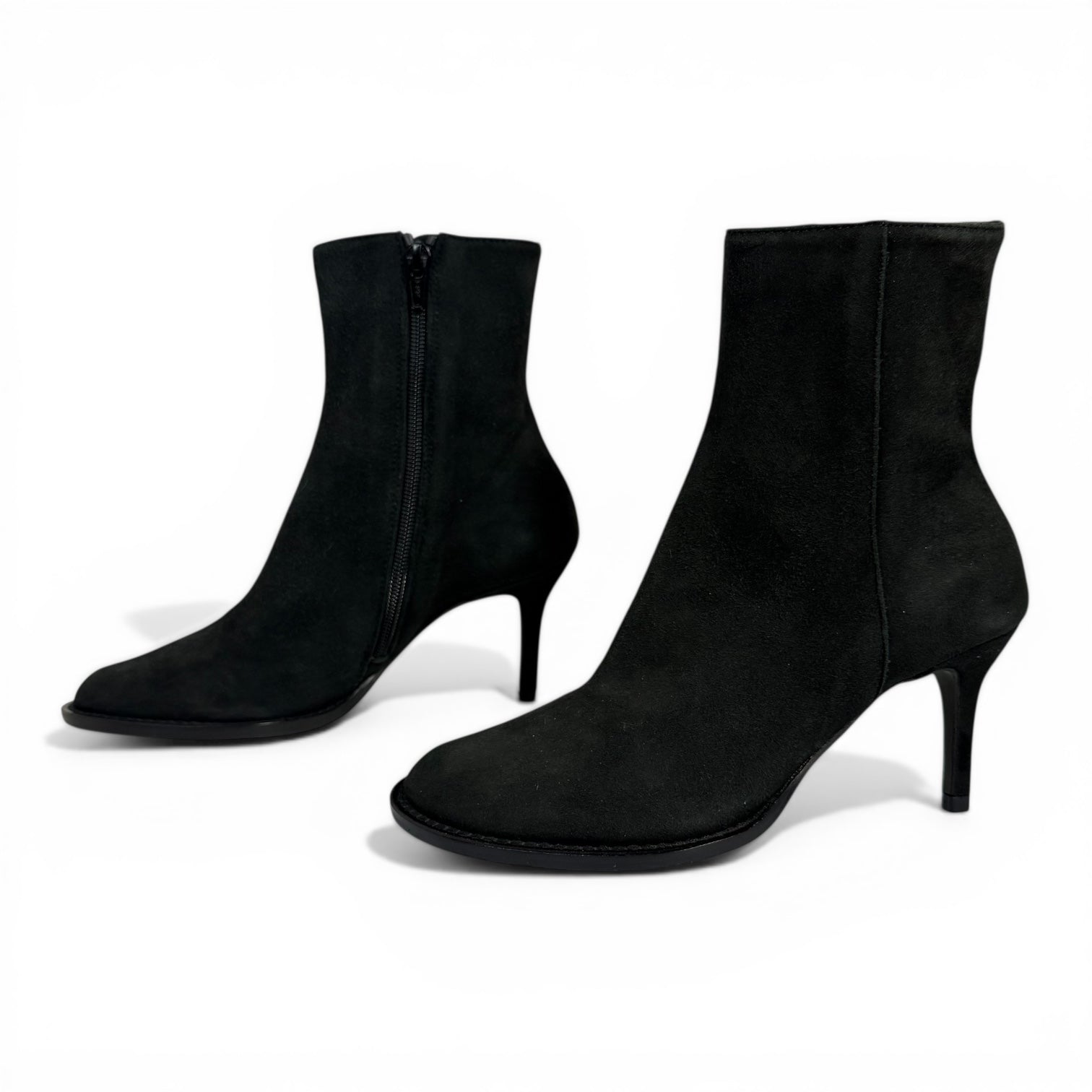 ann demeulemeester black camoscio suede stiletto ankle boots