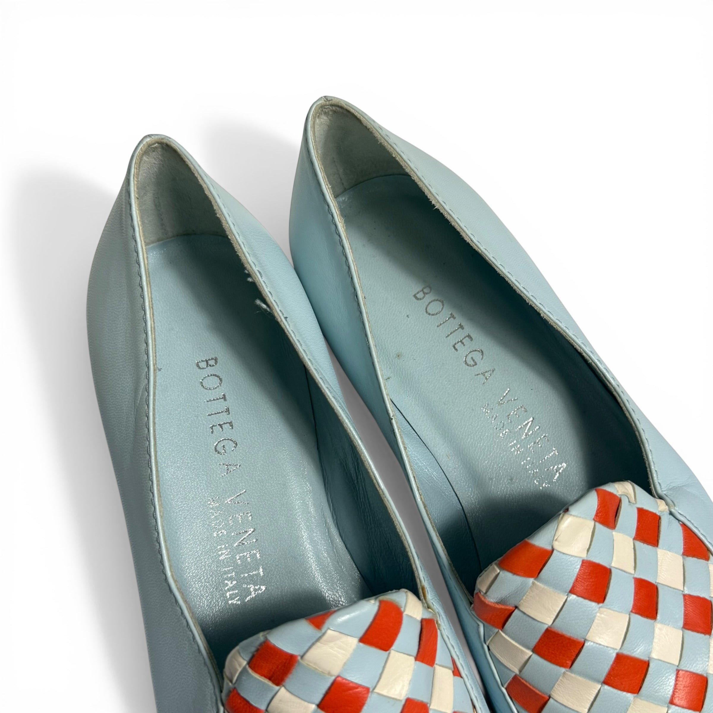 vintage bottega veneta tri-color harlequin leather loafers