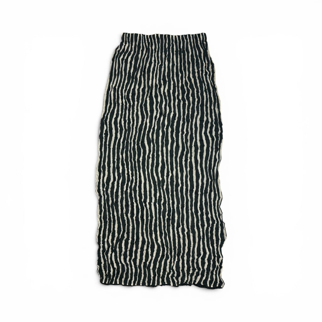 archival 1996 issey miyake mainline striped ripple pleated top + maxi skirt set