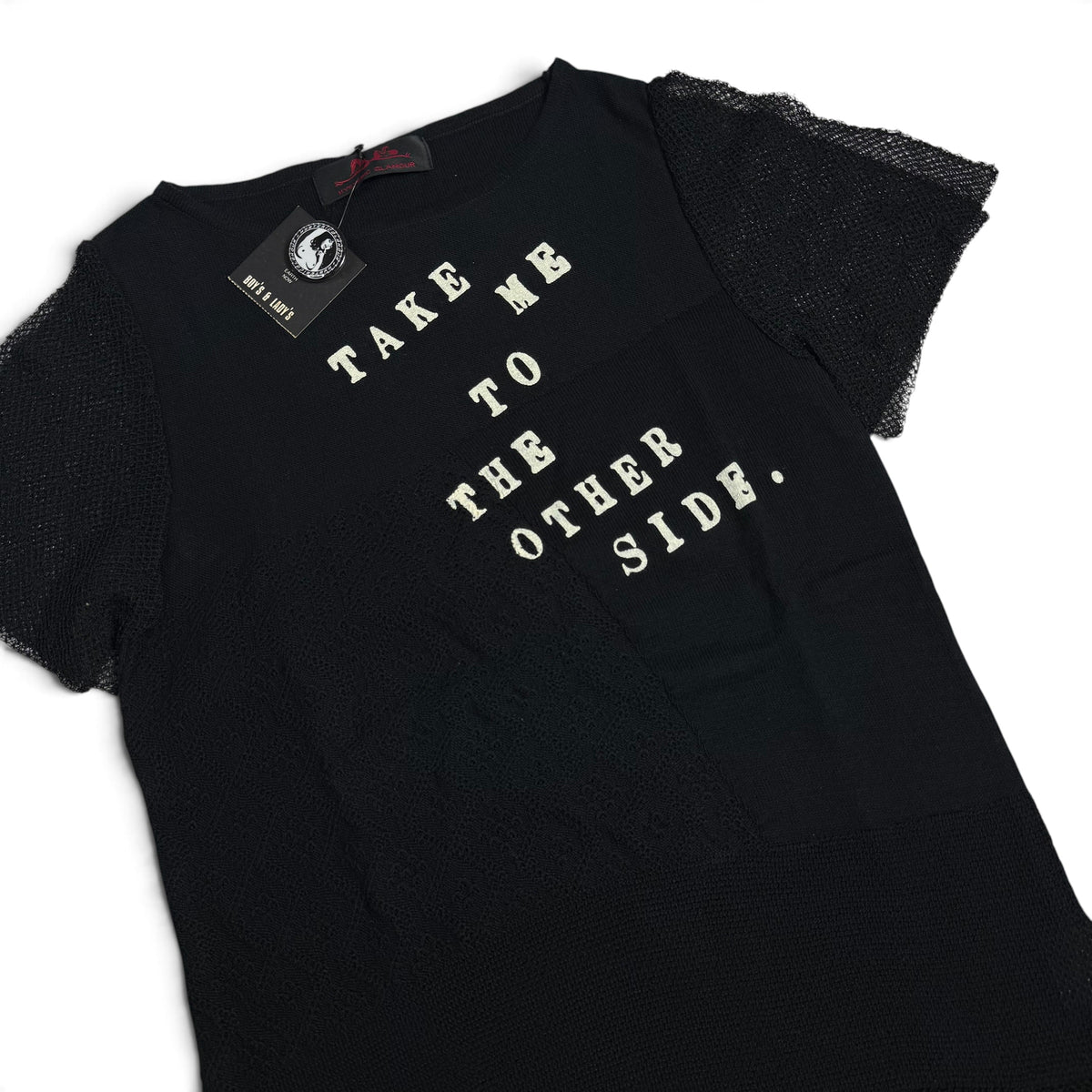 nwt vintage y2k hysteric glamour “take me to the other side” black mesh top
