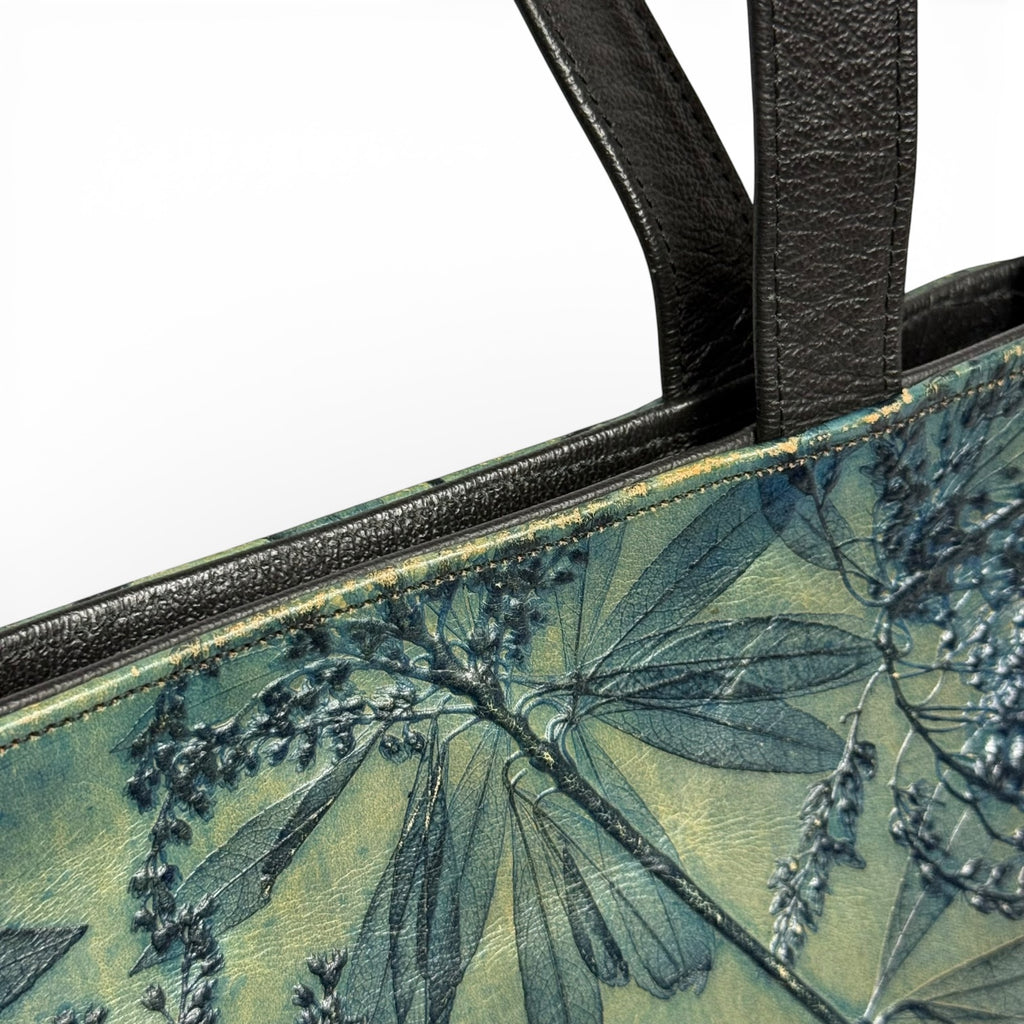 vintage leaf leather whiting collection hand tooled botanical bag