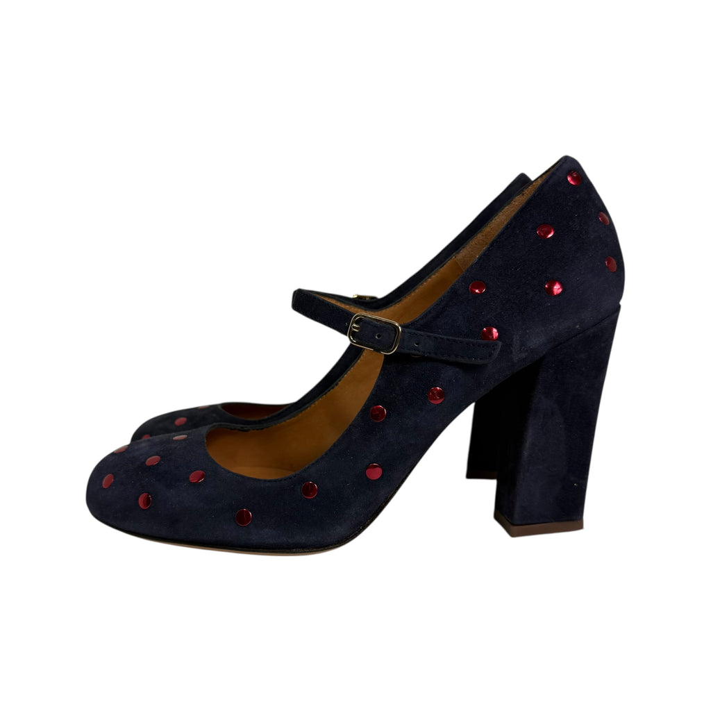 chie mihara studded polka dot mary jane pumps