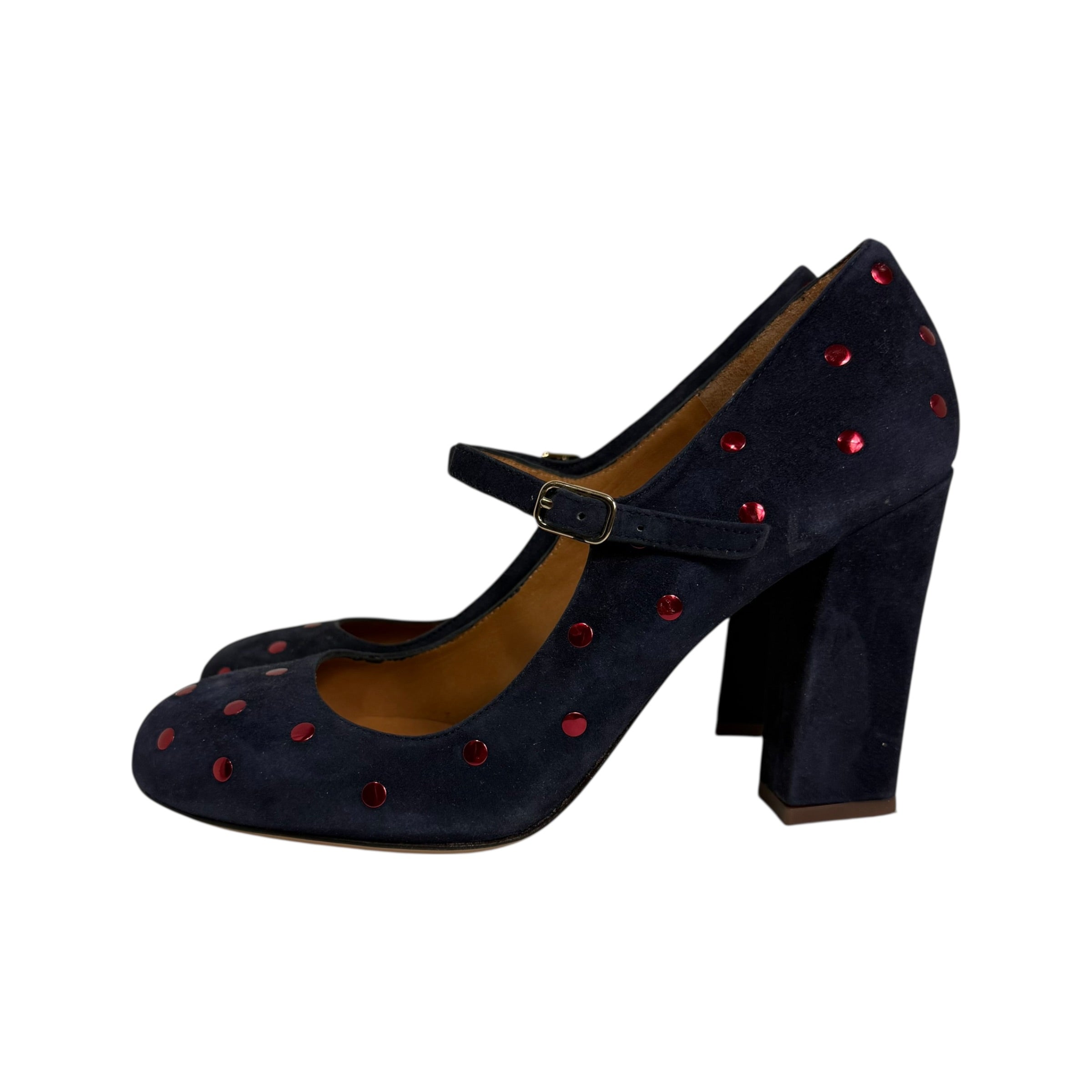 chie mihara studded polka dot mary jane pumps
