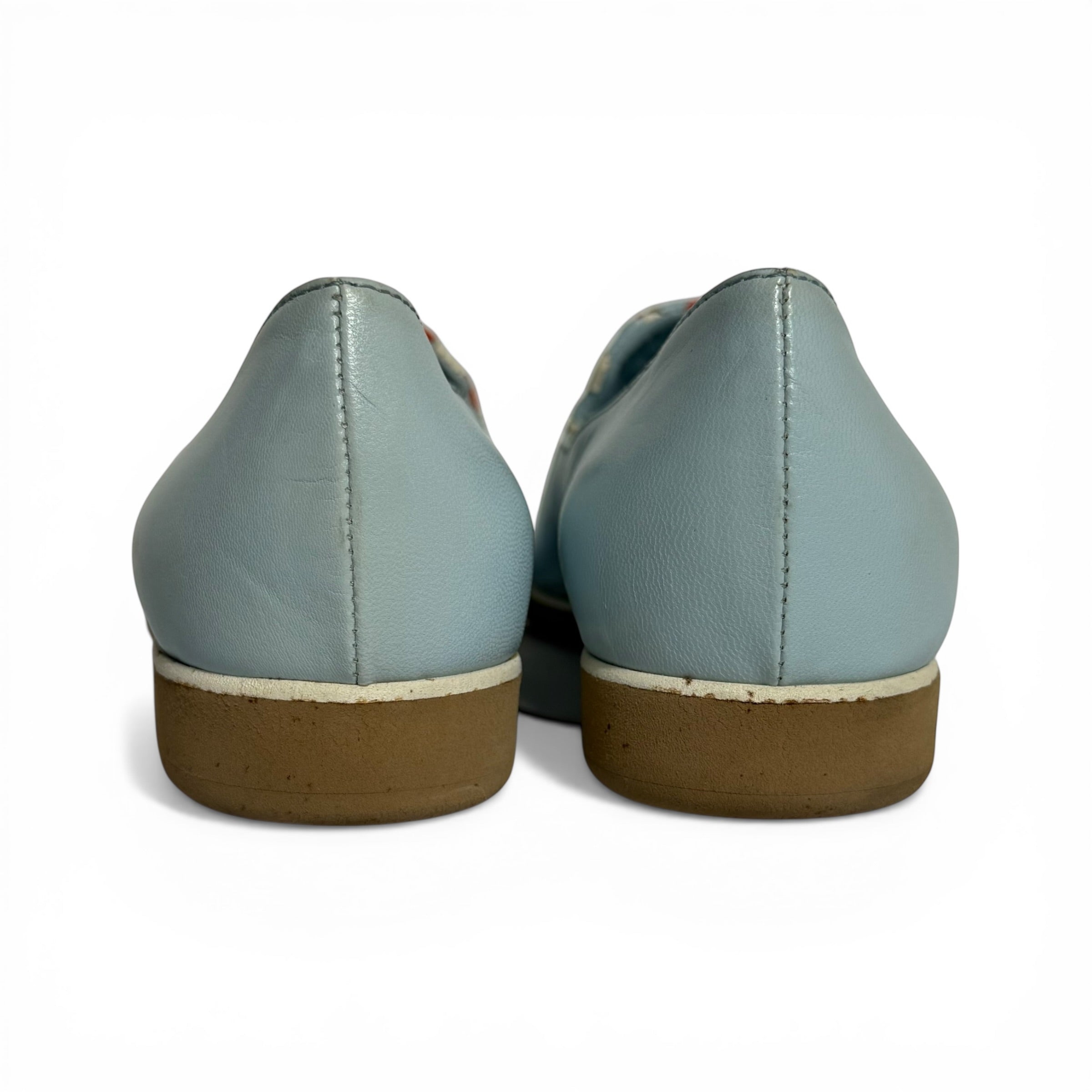 vintage bottega veneta tri-color harlequin leather loafers