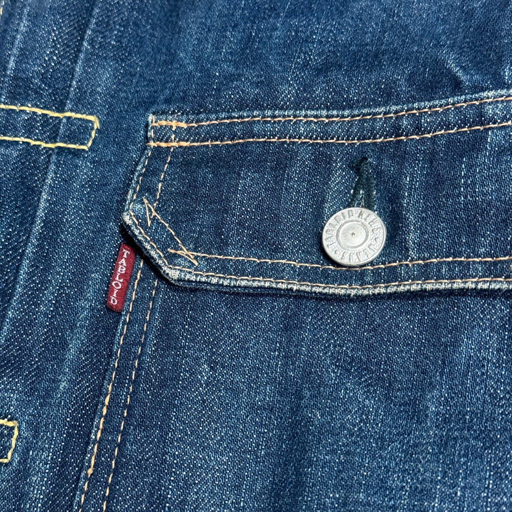 vintage tabloid type 1 style buckle back dark indigo selvedge denim jacket
