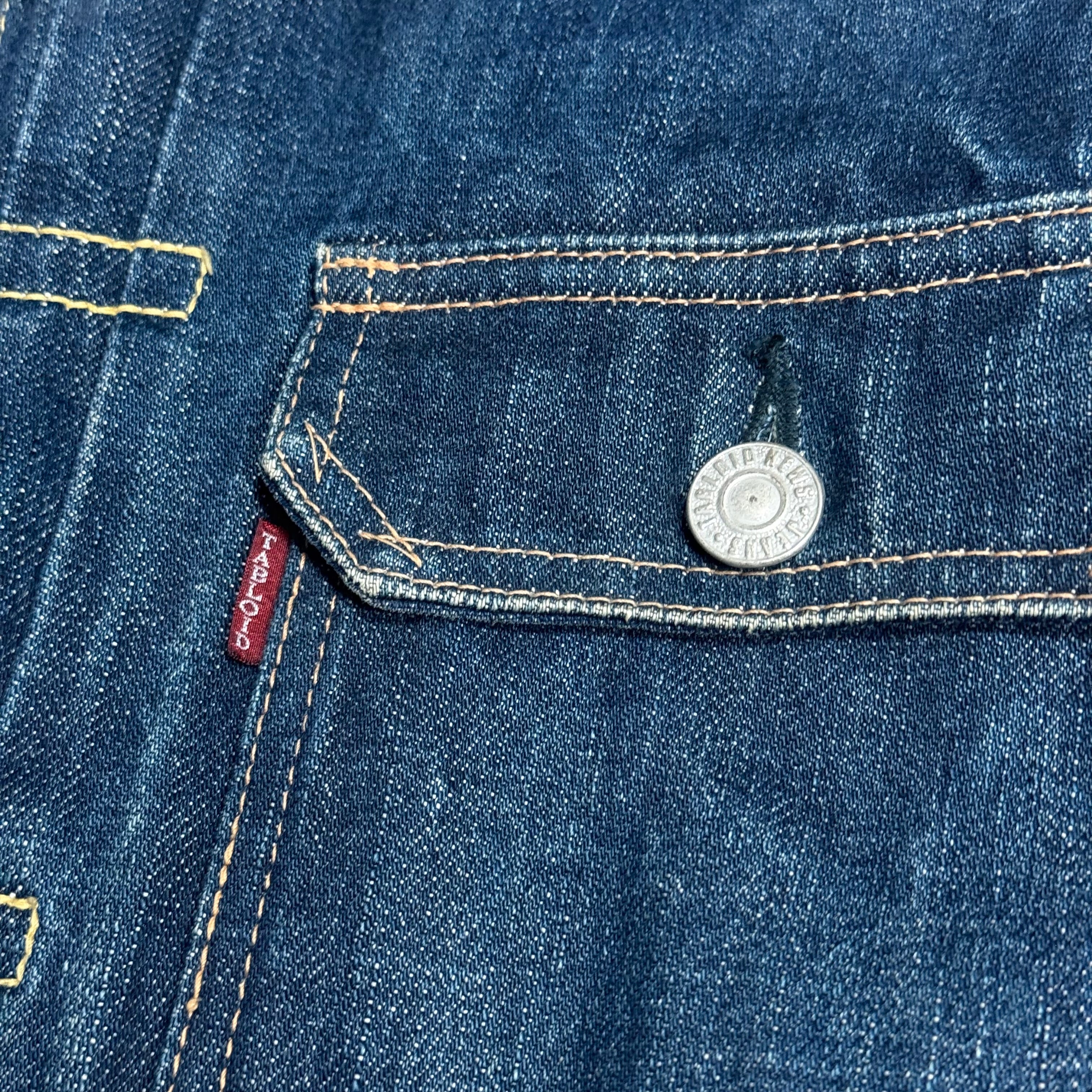 vintage tabloid type 1 style buckle back dark indigo selvedge denim jacket