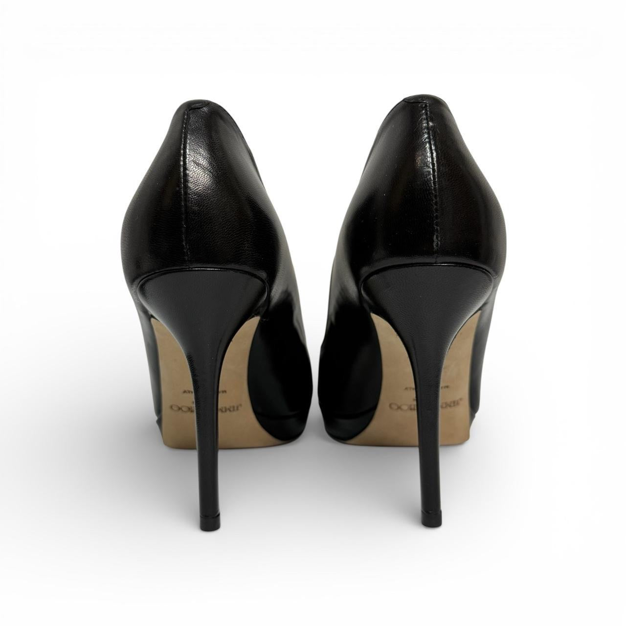 jimmy choo patent leather peep toe pumps