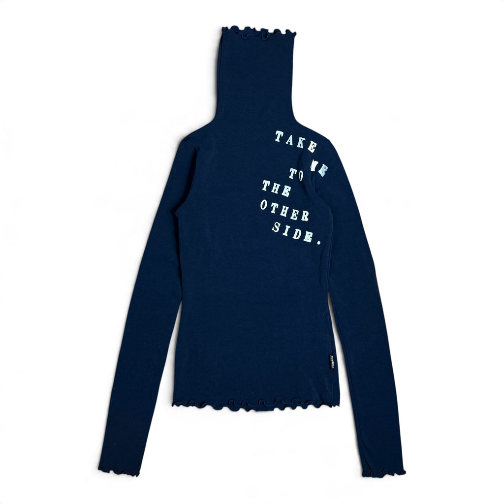vintage y2k hysterics “take me to the other side” lettuce hem long sleeve turtleneck