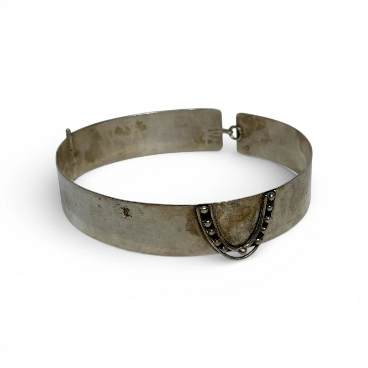 vintage orno poland sterling silver brutalist choker necklace