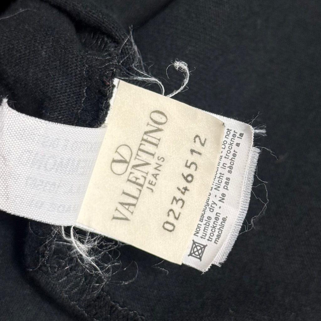 vintage valentino jeans black + red v monogram long sleeve top
